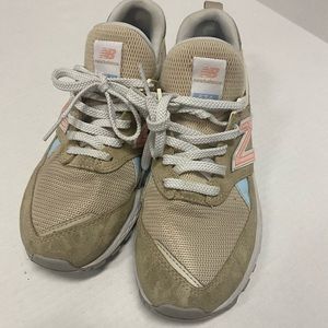 New Balance Beige and Pink Accent Women's Sneakers